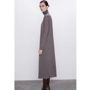 Zara | Maxi Dress Wool Turtleneck Long Sleeves